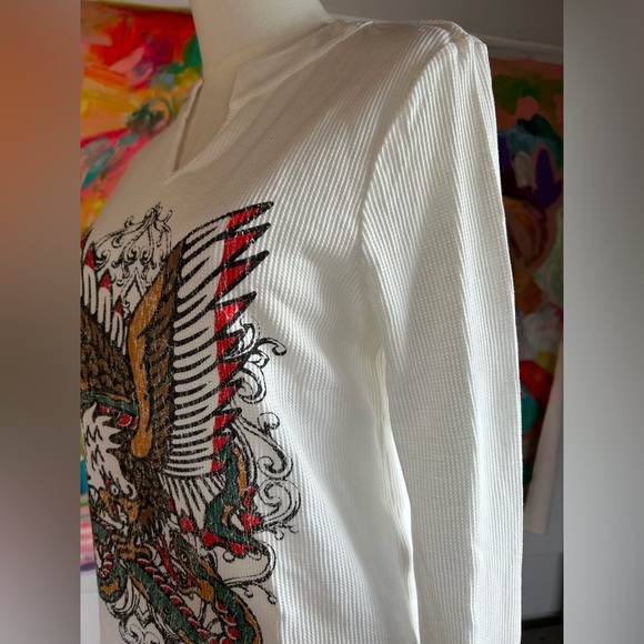 ✖️SOLD✖️Urban Outfitters Eagle Thermal Notch Neck Long Sleeve Large - Picture 6 of 11